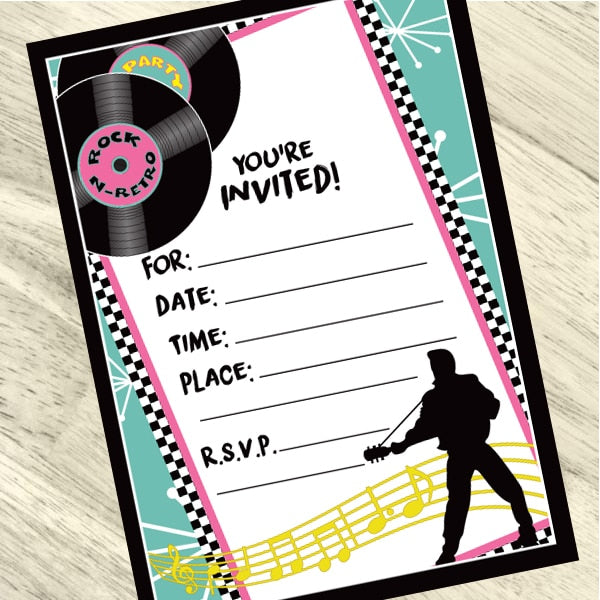 Rock and Roll Party Invitations, 8 ct, Birthday Direct – BirthdayDirect
