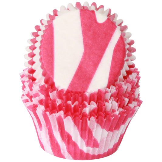 Cupcake Standard Size Greaseproof Paper Baking Cup Hot Pink Zebra Print, set of 16