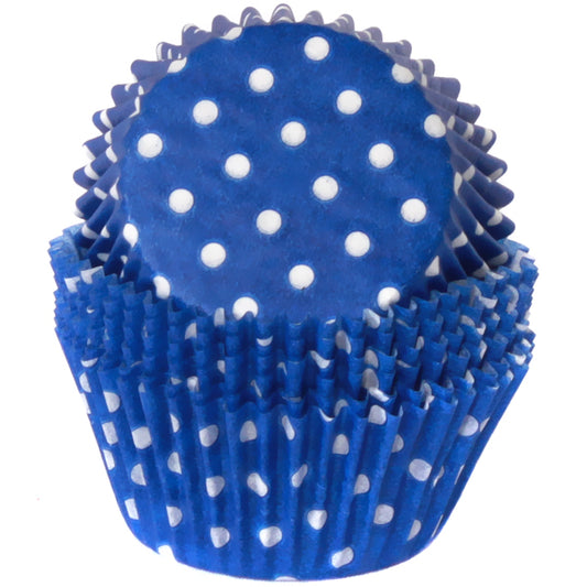 Cupcake Standard Size Greaseproof Paper Baking Cup Blue Polka Dot, set of 16