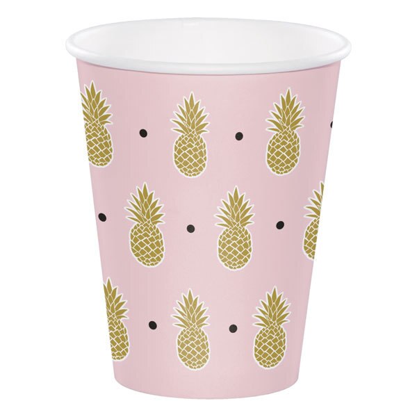 Pineapple and Palm Tree Cups, 12 oz, 8 ct