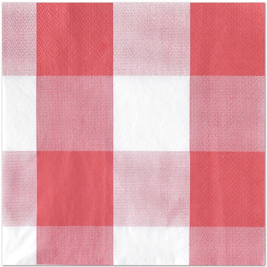 Red and White Plaid Lunch Napkins, 6.5 inch fold, set of 16