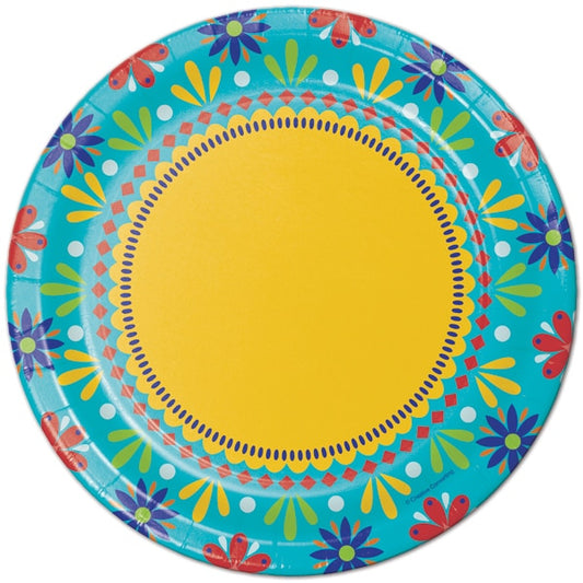 Painted Pottery Party Dinner Plates, 9 inch, 8 count