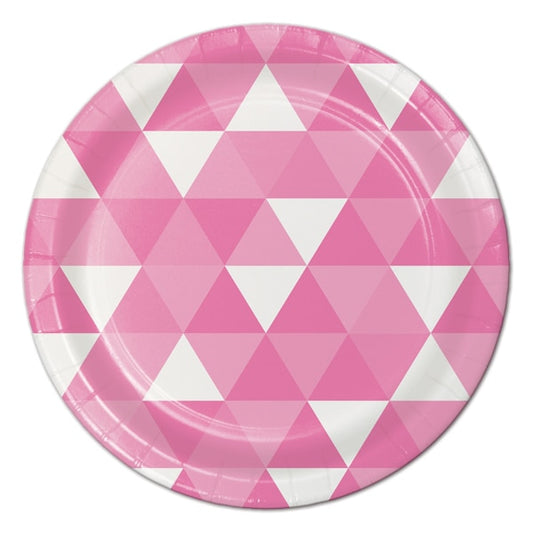 Candy Pink Geometric Dessert Plates, 7 inch, 8 count