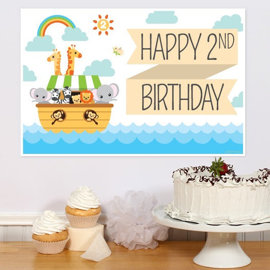 Noah's Ark 2nd Birthday Sign, 8.5x11 Printable PDF Digital Download by Birthday Direct