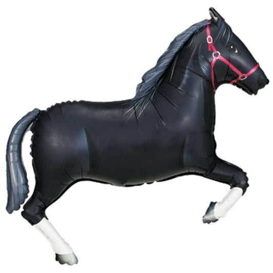 Horse Shape Black Large Foil Balloon, 43 inch, each