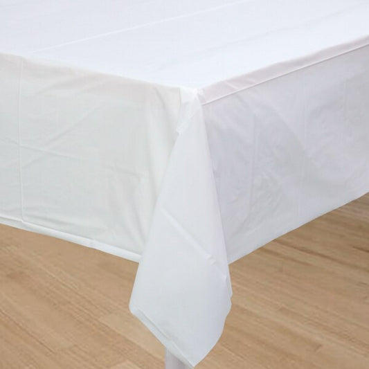 Bright White Plastic Table Cover, 54 x 108 inch