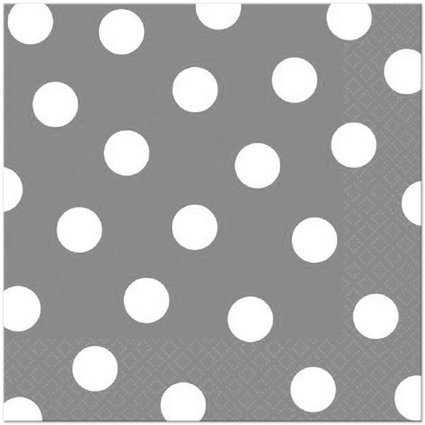 Silver Dot Lunch Napkins, 6.5 inch fold, set of 16