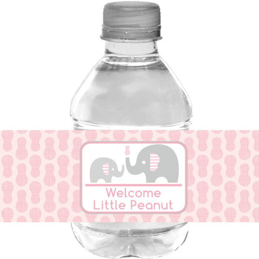 Birthday Direct's Little Peanut Baby Shower Pink Water Bottle Labels