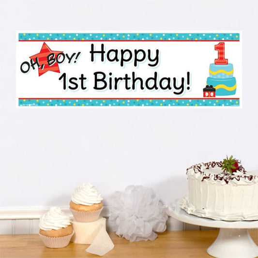 Oh Boy 1st Birthday Tiny Banner, 8.5x11 Printable PDF Digital Download by Birthday Direct
