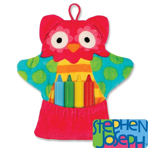 Owl Bath Mitt With Soap Crayons by Stephen Joseph, favor, set