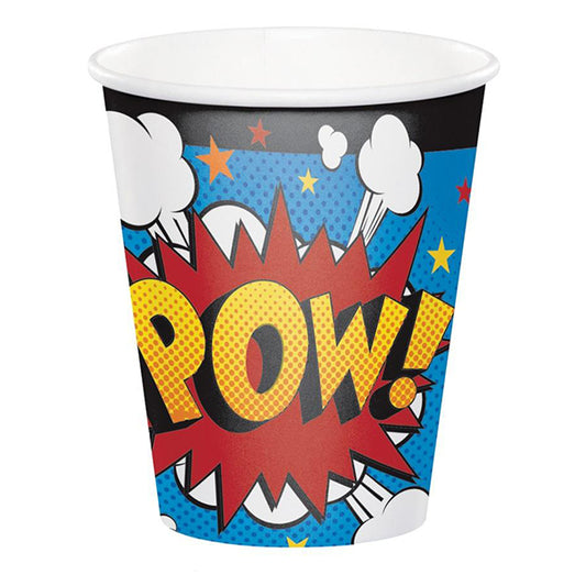 Comic Super Hero Party Slogans Cups, 8 oz, 8 ct