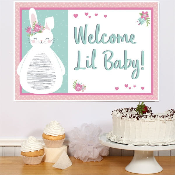 Little Bunny Baby Shower Sign, 8.5x11 Printable PDF Digital Download by Birthday Direct