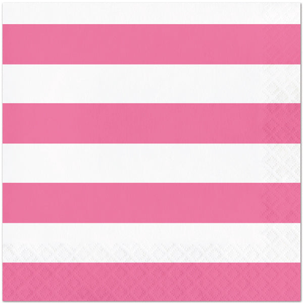 Candy Pink Dots and Stripes Lunch Napkins, 6.5 inch fold, set of 16
