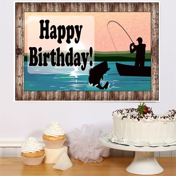 Bass Fishing Birthday Sign, 2 ct, Birthday Direct