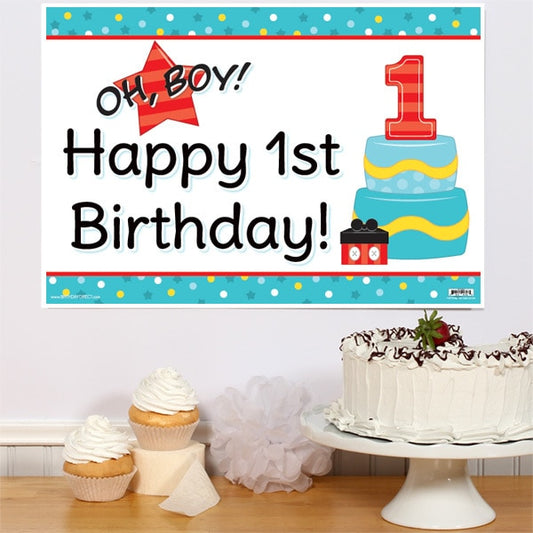 Oh Boy 1st Birthday Sign, 8.5x11 Printable PDF Digital Download by Birthday Direct