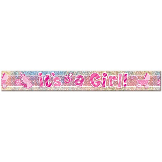 It's a Girl Prismatic Foil Banner, decor, each