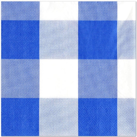 Blue and White Plaid Checkered Lunch Napkins, 6.5 inch fold, set of 16