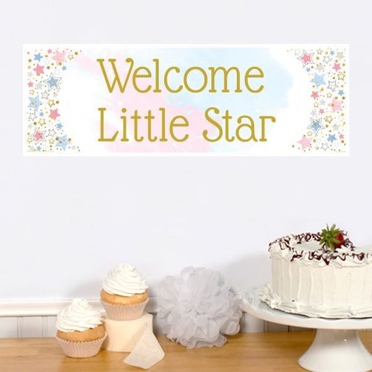 Twinkle Little Star Gender Reveal Tiny Banner, 8.5x11 Printable PDF Digital Download by Birthday Direct