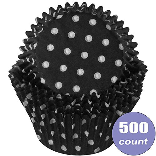 Cupcake Standard Size Greaseproof Paper Baking Cup - Wedding, Party, Shower, Crafts, Bakery Black Polka Dot, standard, 500 count