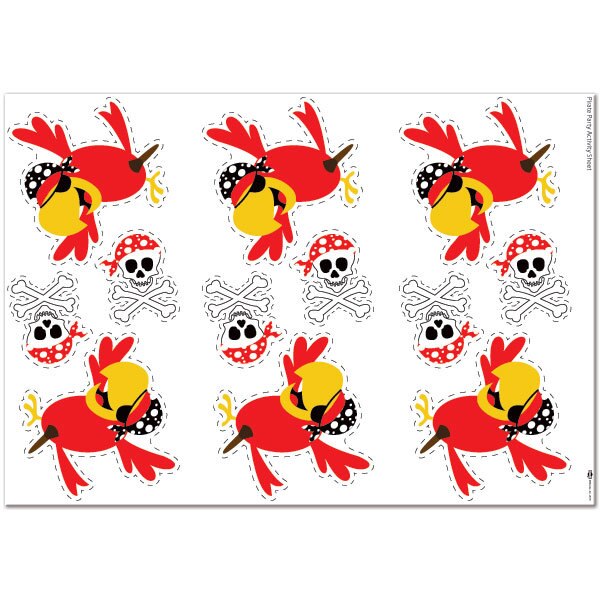 Parrot Pirate Party Decoration-Activity, 8.5x11-in Sheets, Printable PDF by Birthday Direct ...