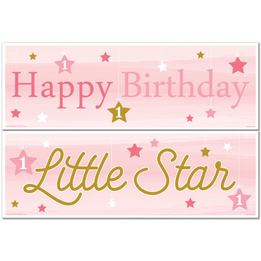 Birthday Direct's Twinkle Little Star 1st Birthday Pink Two Piece Banners