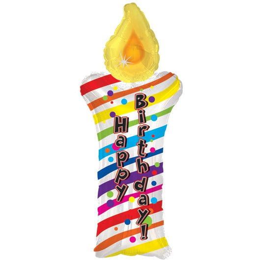 Happy Birthday Candle SuperShape Foil Balloon, 34 inch, each