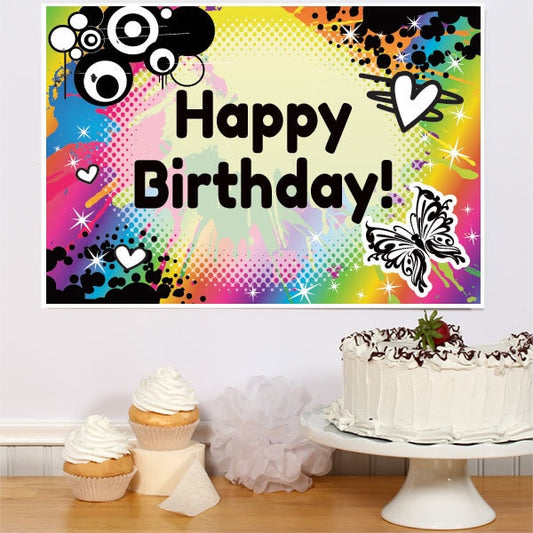 Grunge Birthday Sign, 8.5x11 Printable PDF Digital Download by Birthday Direct