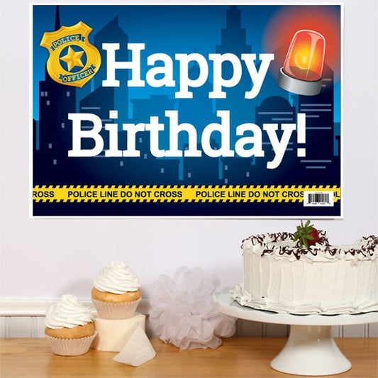 Police Birthday Sign, 8.5x11 Printable PDF Digital Download by Birthday Direct
