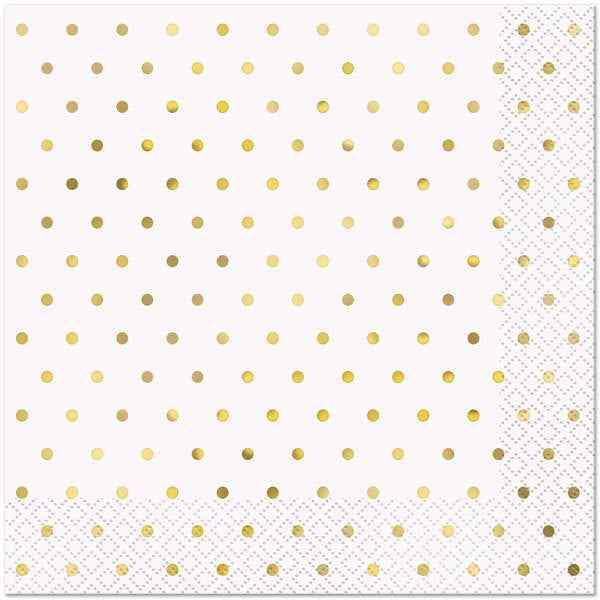 Gold Foil Mini Dots Lunch Napkins, 6.5 inch fold, set of 16