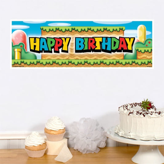 Power Up Birthday Tiny Banner, 8.5x11 Printable PDF Digital Download by Birthday Direct