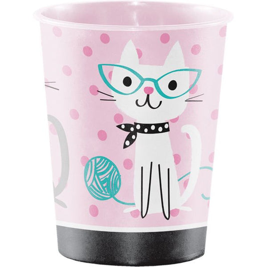 Cat Party Plastic Favor Cups, 16 ounce, set of 6