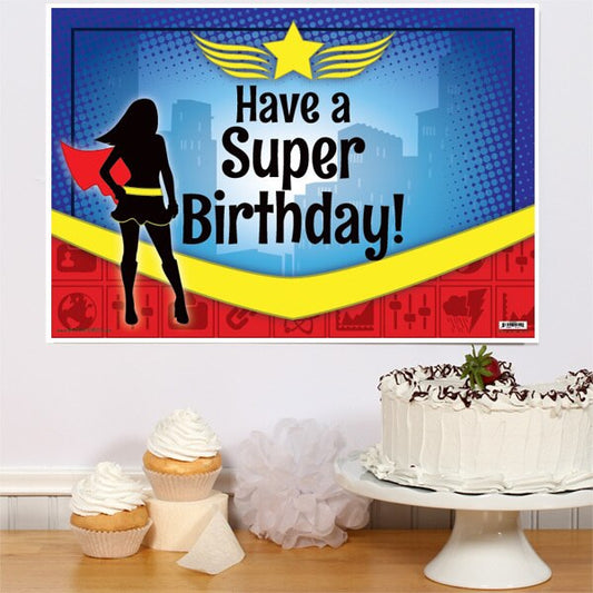 Super Hero Girl Birthday Sign, 8.5x11 Printable PDF Digital Download by Birthday Direct