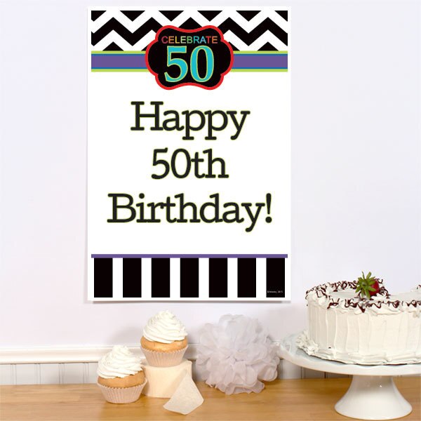 Celebrate 50th Birthday Sign, 8.5x11 Printable PDF Digital Download by Birthday Direct