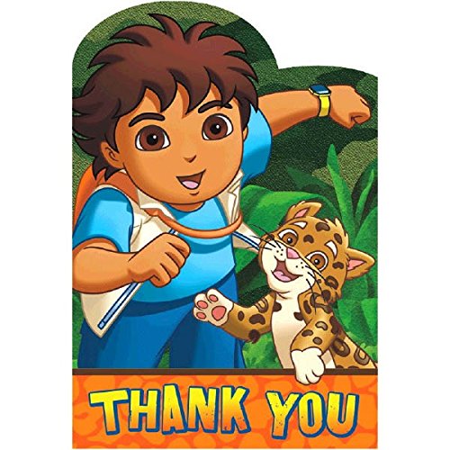 Go, Diego, Go! Birthday Party Thank You, 4 x 5 in, 8 ct