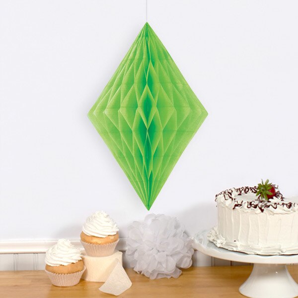 Lime Green Diamond Tissue Decoration, 14 inch