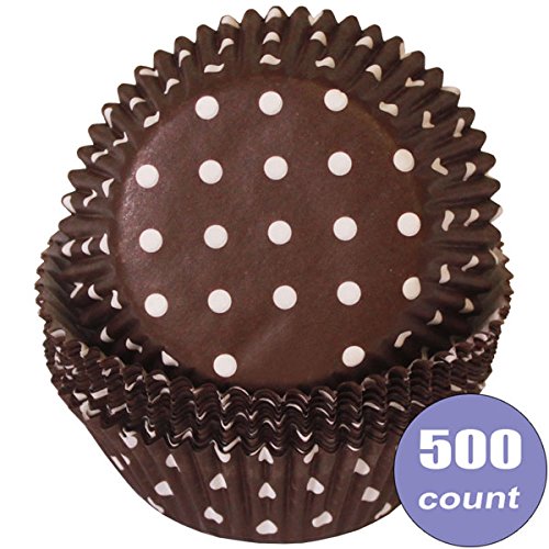 Cupcake Standard Size Greaseproof Paper Baking Cup Brown Polka Dot, standard, 500 count