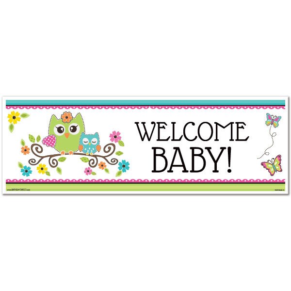 Little Owl Baby Shower Tiny Banner, 8.5x11 Printable PDF Digital Download by Birthday Direct