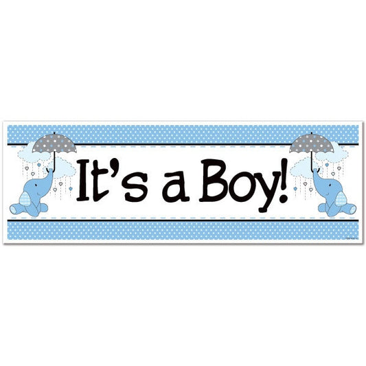 Elephant Baby Shower Blue Tiny Banner, 8.5x11 Printable PDF Digital Download by Birthday Direct