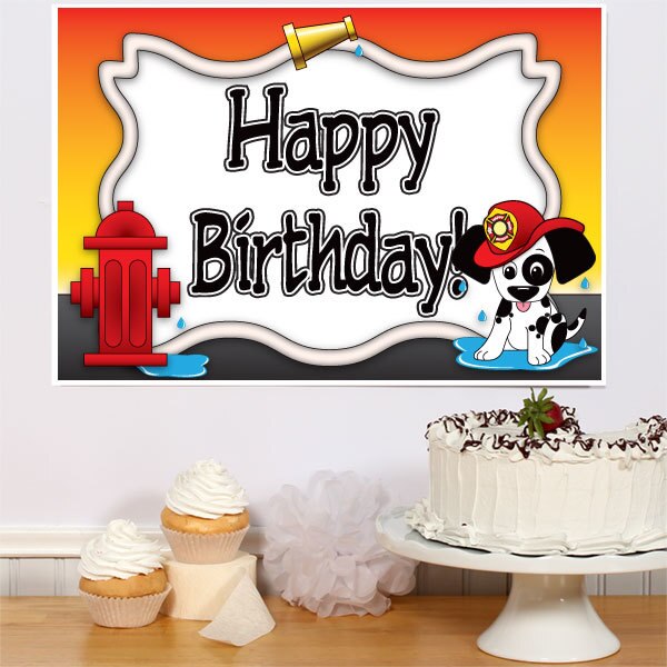Firefighter Puppy Birthday Sign, 8.5x11 Printable PDF Digital Download by Birthday Direct