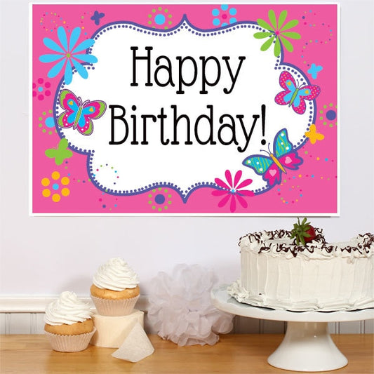 Butterfly and Daisy Birthday Sign, 8.5x11 Printable PDF Digital Download by Birthday Direct