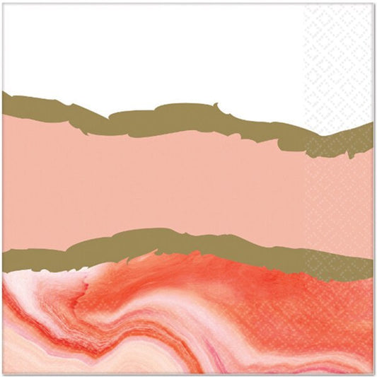 Coral Marble Lunch Napkins, 6.5 inch fold, set of 16