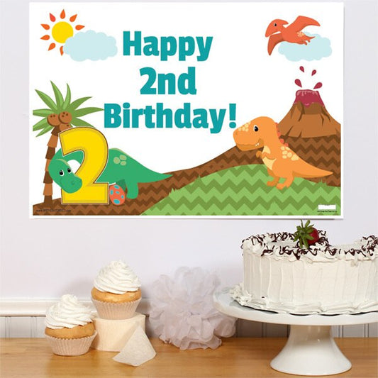 Little Dinosaur 2nd Birthday Sign, 8.5x11 Printable PDF Digital Download by Birthday Direct