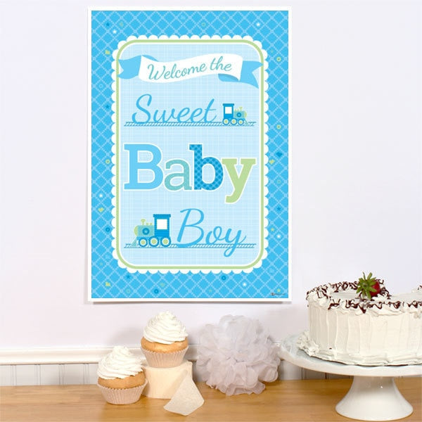 Welcome Baby Shower Boy Sign, 8.5x11 Printable PDF Digital Download by Birthday Direct