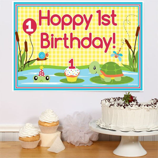 Frog and Turtle 1st Birthday Sign, 8.5x11 Printable PDF Digital Download by Birthday Direct