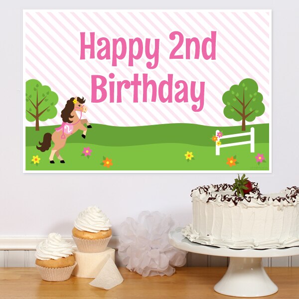 Playful Pony 2nd Birthday Sign, 8.5x11 Printable PDF Digital Download by Birthday Direct