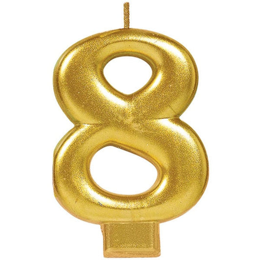 Candle Gold Number 8 for Cake, 3 inch