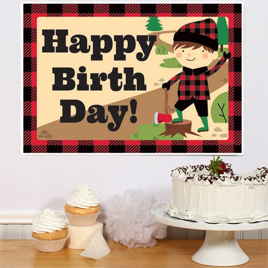 Little Woodsman Birthday Sign, 8.5x11 Printable PDF Digital Download by Birthday Direct