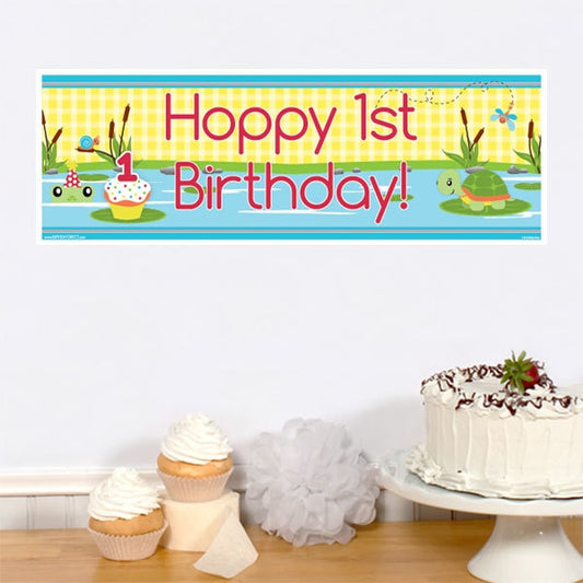 Frog and Turtle 1st Birthday Tiny Banner, 8.5x11 Printable PDF Digital Download by Birthday Direct