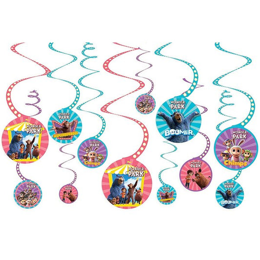 Wonder Park Dangling Swirl Decorations, 5 inch cut-out, set of 12