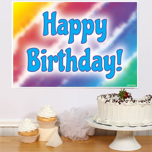 Tie Dye Birthday Sign, 8.5x11 Printable PDF Digital Download by Birthday Direct